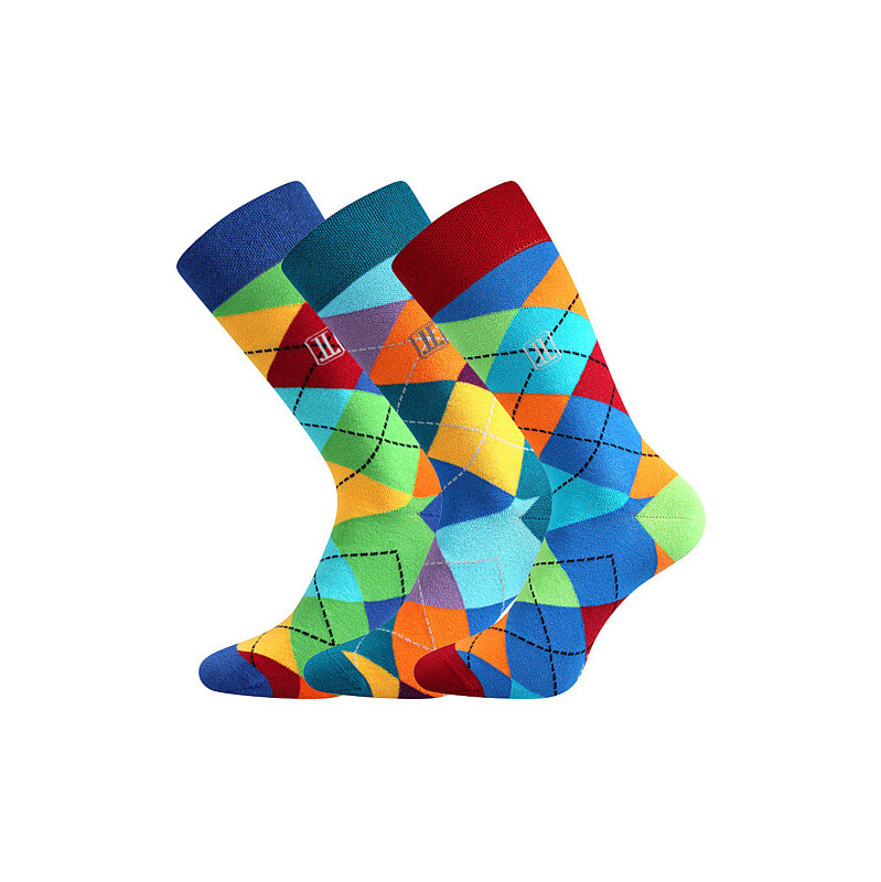 3PACK ponožky Lonka viacfarebné (Dikarus-káro/mix A) 67842111