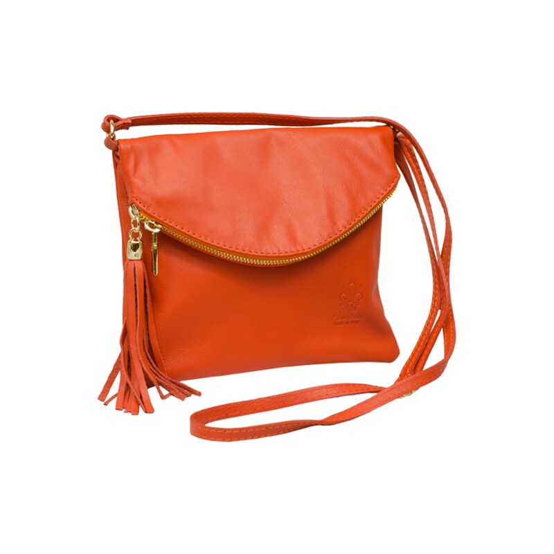 Oranžová kožená talianska crossbody kabelka Tina Arancione NovaKabelka 11324034