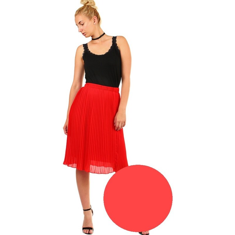 Glara Dámska plisovaná skladaná midi sukňa s pružným pásom 11377579