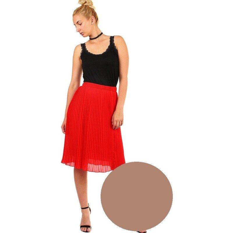 Glara Dámska plisovaná skladaná midi sukňa s pružným pásom 11377582