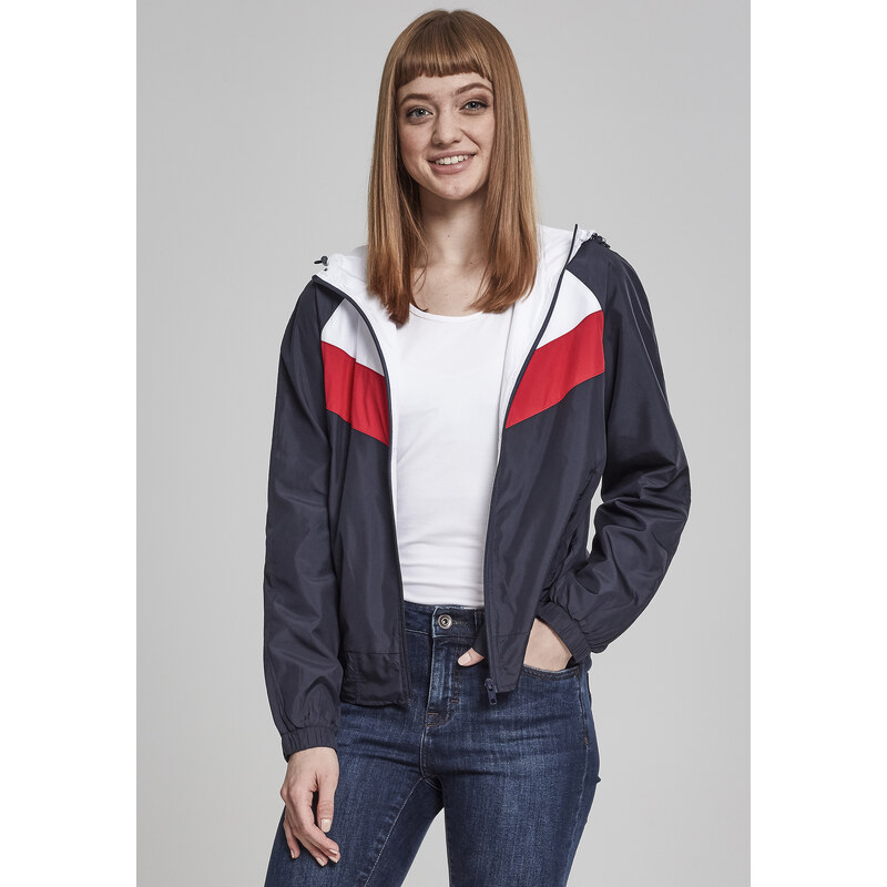 Urban Classics Womens 3-Tone Windbreaker Navy/White/Fiery Red 50686139