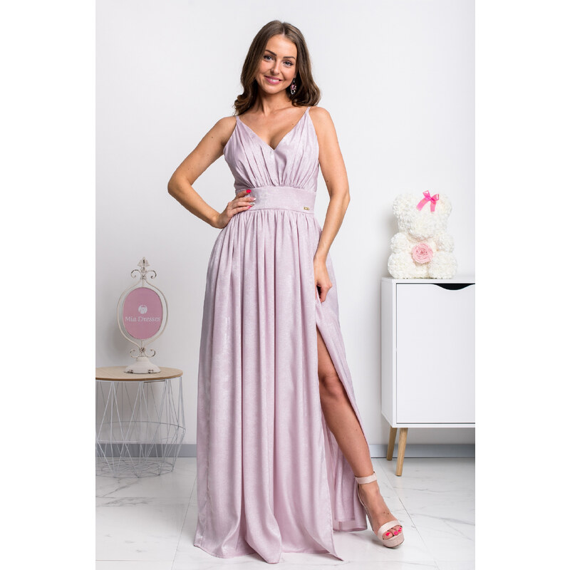 miadresses.sk Fialové lesklé spoločenské šaty 11414779