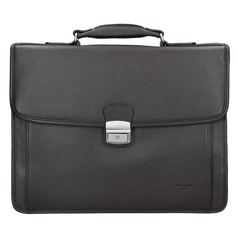 Celokožená pánska aktovka Hexagona Lord - tmavo hnedá 11531747