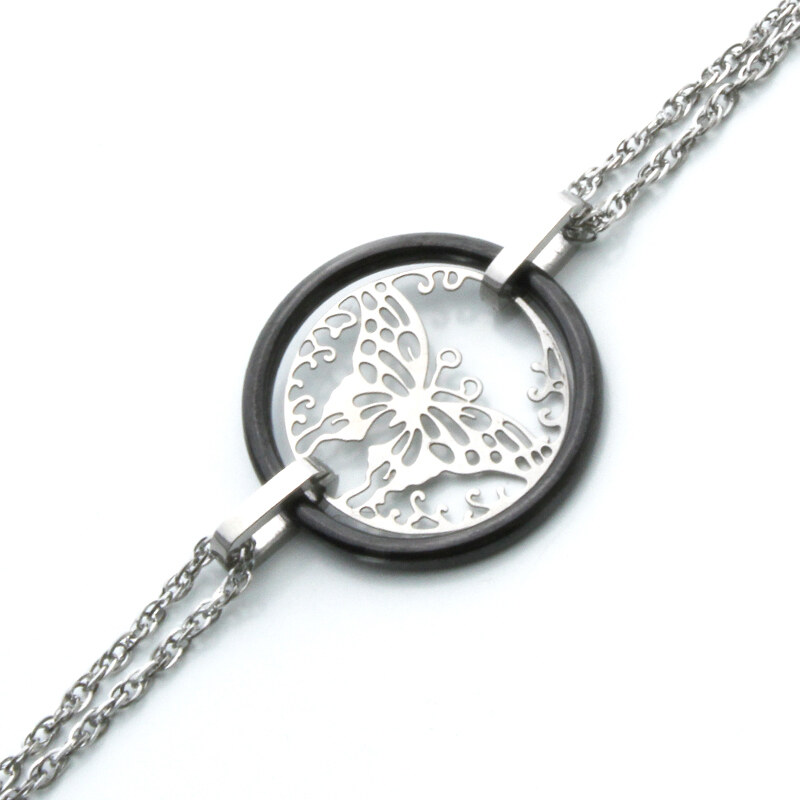 BEMI Design Dámsky náramok motýlik z chirurgickej ocele KERAMIC 20962836