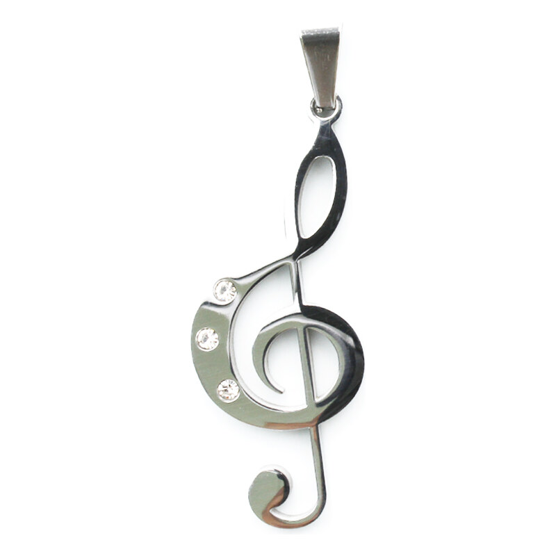 BM Jewellery Prívesok strieborný husľový kľúč z chirurgickej ocele 11742195