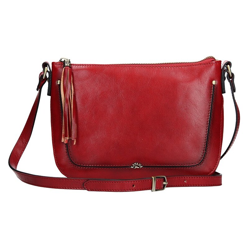 Kožená dámska crosbody kabelka Katana Rena - tmavo červená 24847467