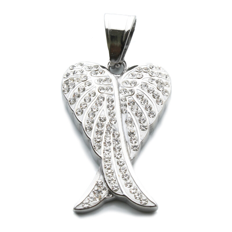 BM Jewellery Prívesok krídla so zirkónmi z chirurgickej ocele S759120 11742211