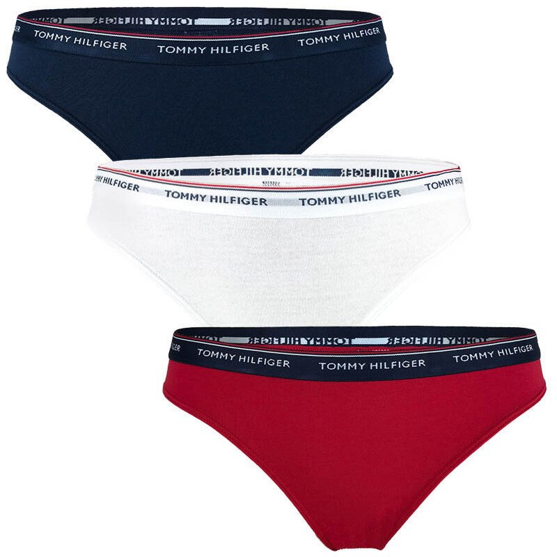 TOMMY HILFIGER - 3PACK Essentials dámske tmavomodré, biele a červené 1823339