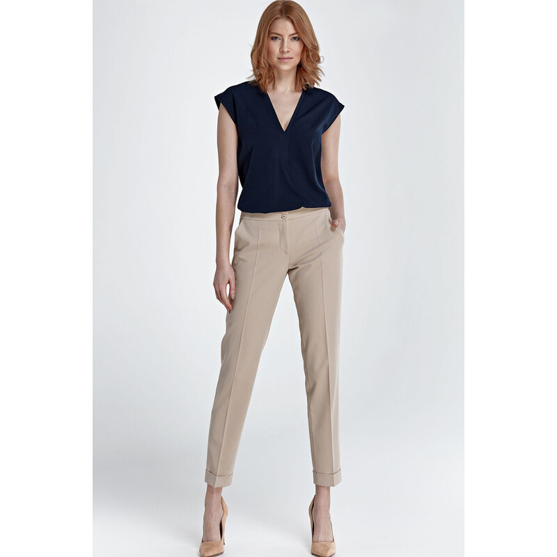 Glara Dámske jednofarebné business nohavice 11711041
