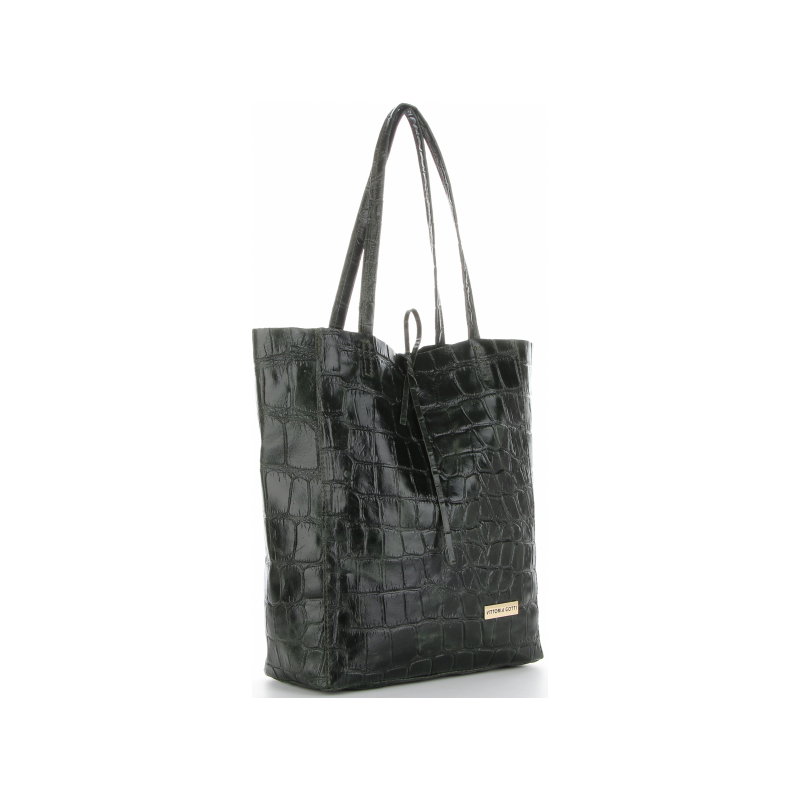 Kožené kabelka shopper bag Vittoria Gotti fľašková zelená V299COCO 67016979