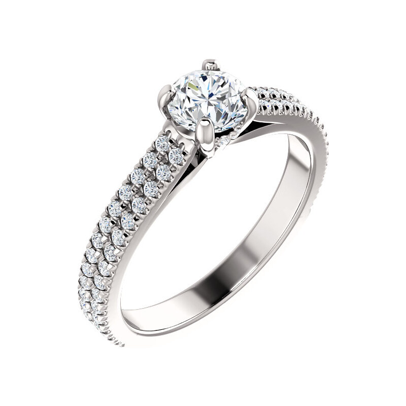 Briliantový prsteň, biele zlato 22157B