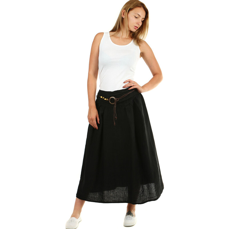 Glara Dámska dlhá balónová sukňa lanová 32796008