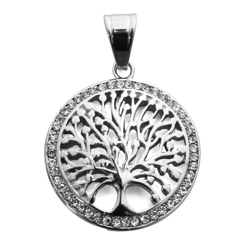 BM Jewellery Prívesok strom života z chirurgickej ocele so zirkónmi 11943651