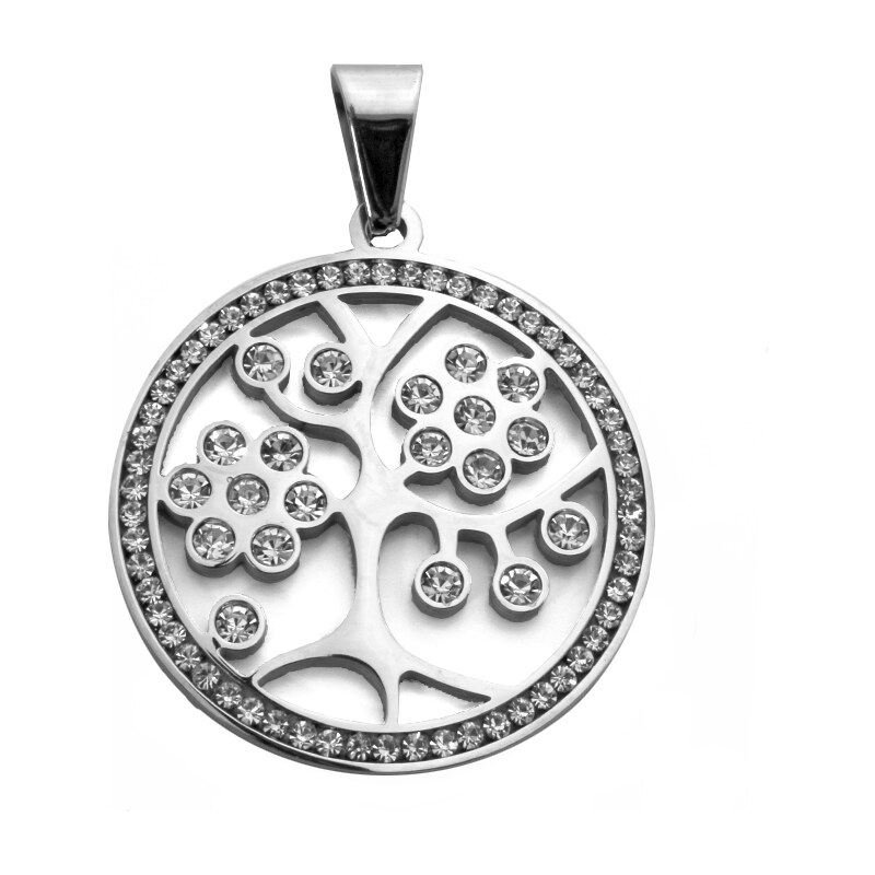BM Jewellery Prívesok strom života z chirurgickej ocele so zirkónmi 11943652
