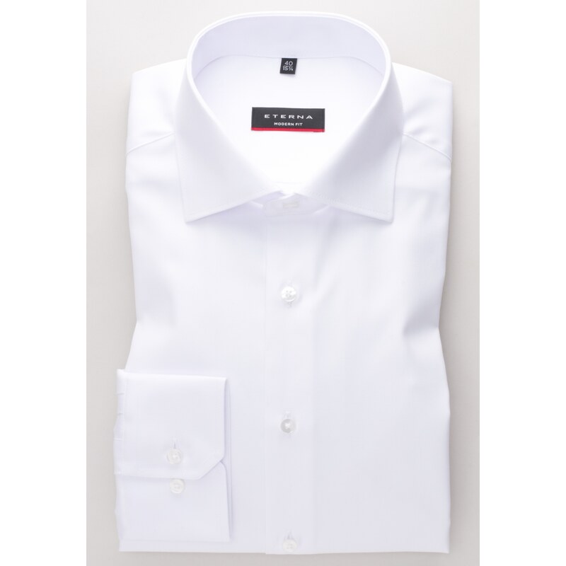 ETERNA Modern Fit biela nepriesvitná košeľa dlhý rukáv Rypsový keper 13336326