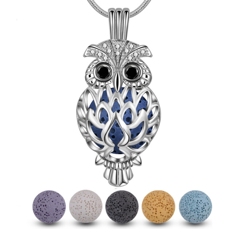 Glory Aróma náhrdelník Sova s lávovými kameňmi SD423 12026897