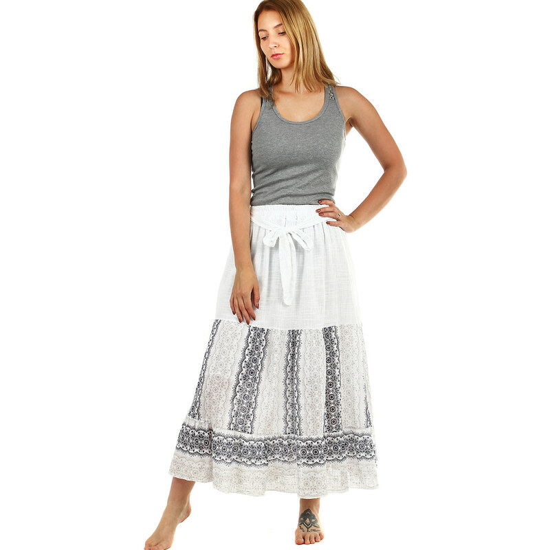 Glara Dámska dlhá letná sukňa s etno vzorom 12065254