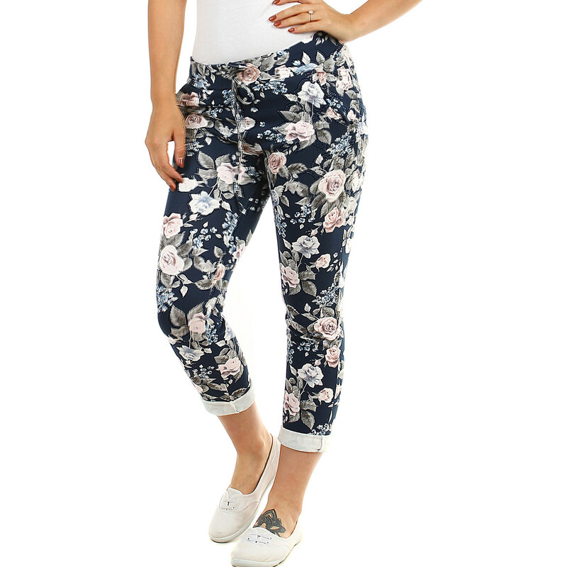 Glara Dámske skrátené kvetinové nohavice 12065262