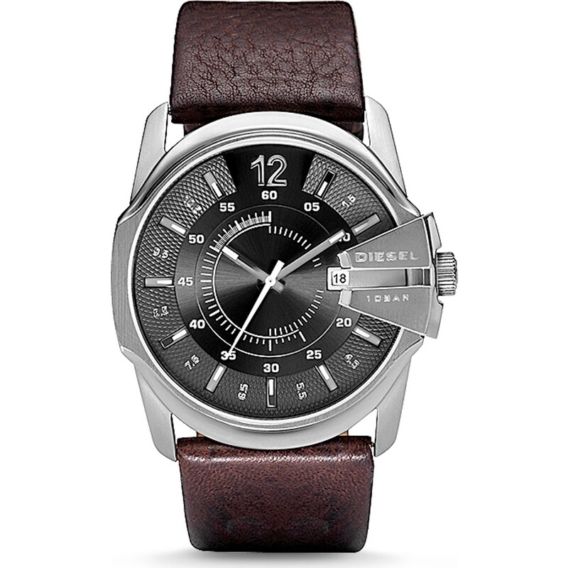 DIESEL Analógové hodinky Master Chief tmavohnedá / čierna / strieborná 64907678