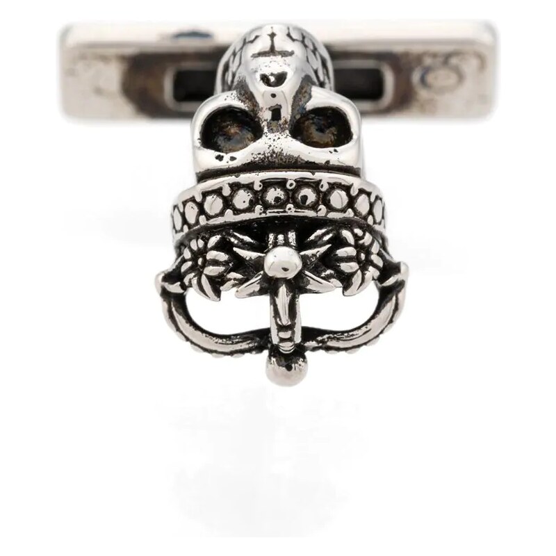 Alexander McQueen Queen and King skull cufflinks Metallic
