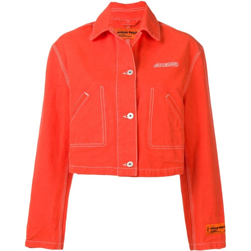 Heron Preston cropped denim jacket Orange