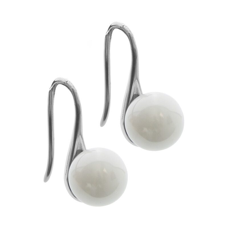 BM Jewellery Náušnice keramické s bielou perlou S828080 12543128