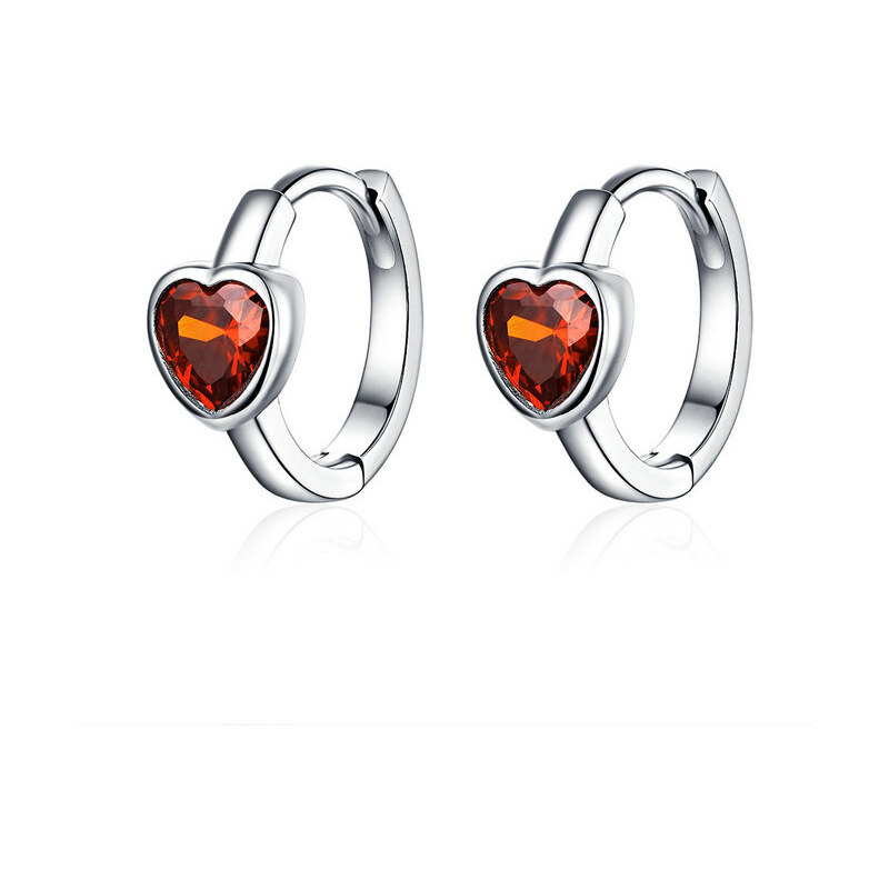 Ligot Strieborné náušnice červené srdce 47739602