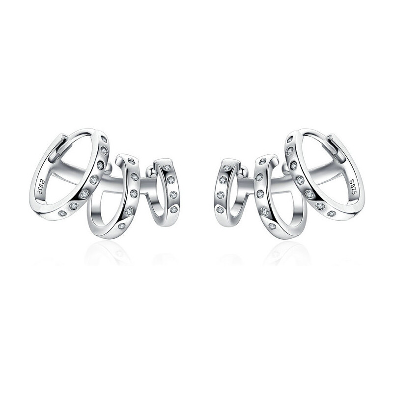 Emporial strieborné náušnice Tri svietivé krúžky BSE085 27937055