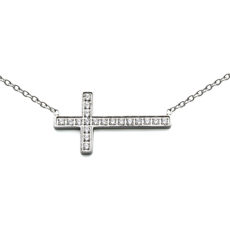 BM Jewellery Dámsky náhrdelník krížik so zirkónmi z chirurgickej ocele 12235872