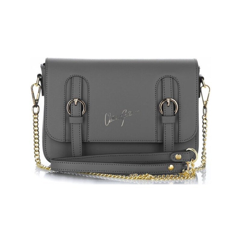 Kožené kabelka listonoška Vittoria Gotti šedá V1667N 27611349