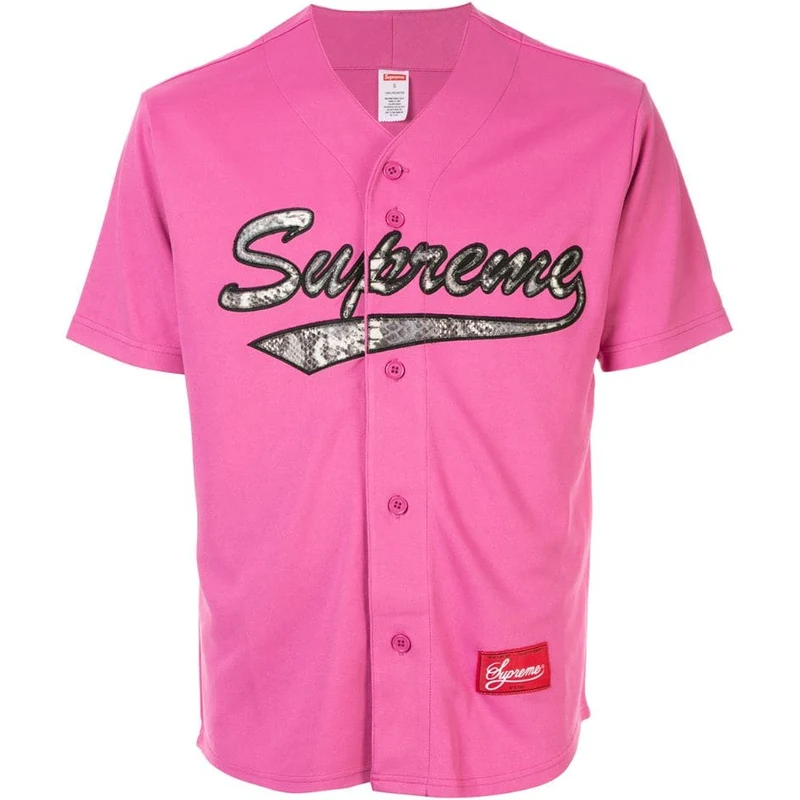 Supreme snake script logo baseball jersey - Pink - GLAMI.sk