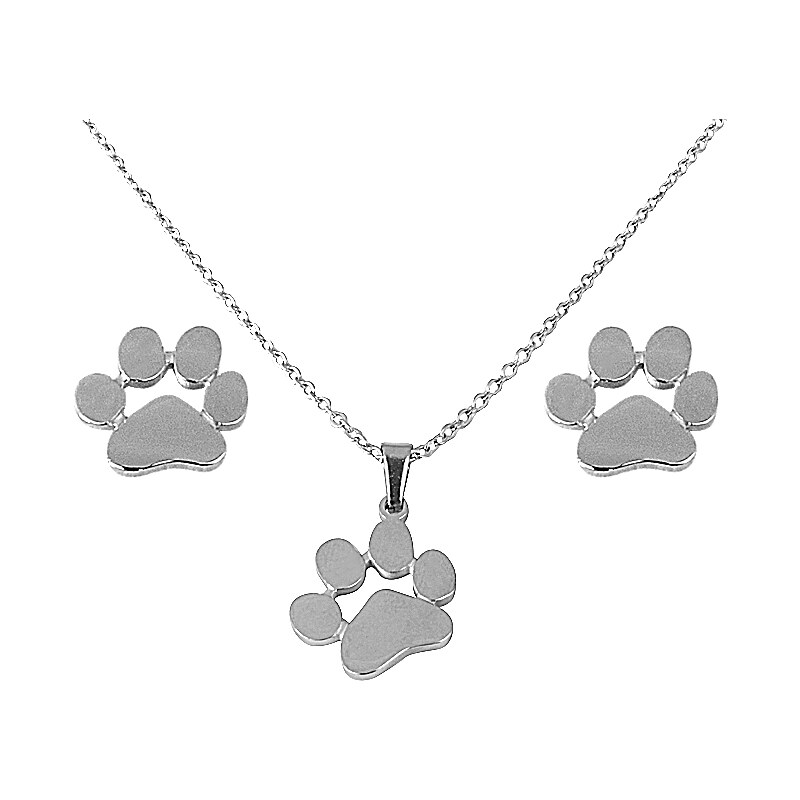 BM Jewellery Dámský set náušnice a řetízek s přívěškem tlapky z 12543146