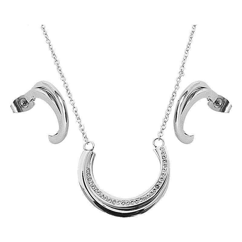 BM Jewellery Dámsky set náušnice a retiazka s príveskom so zirkónmi z 12543147