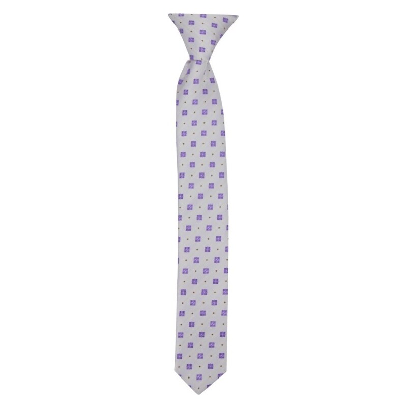 Quentino Svetle šedá dětská kravata s fialovými aplikacemi