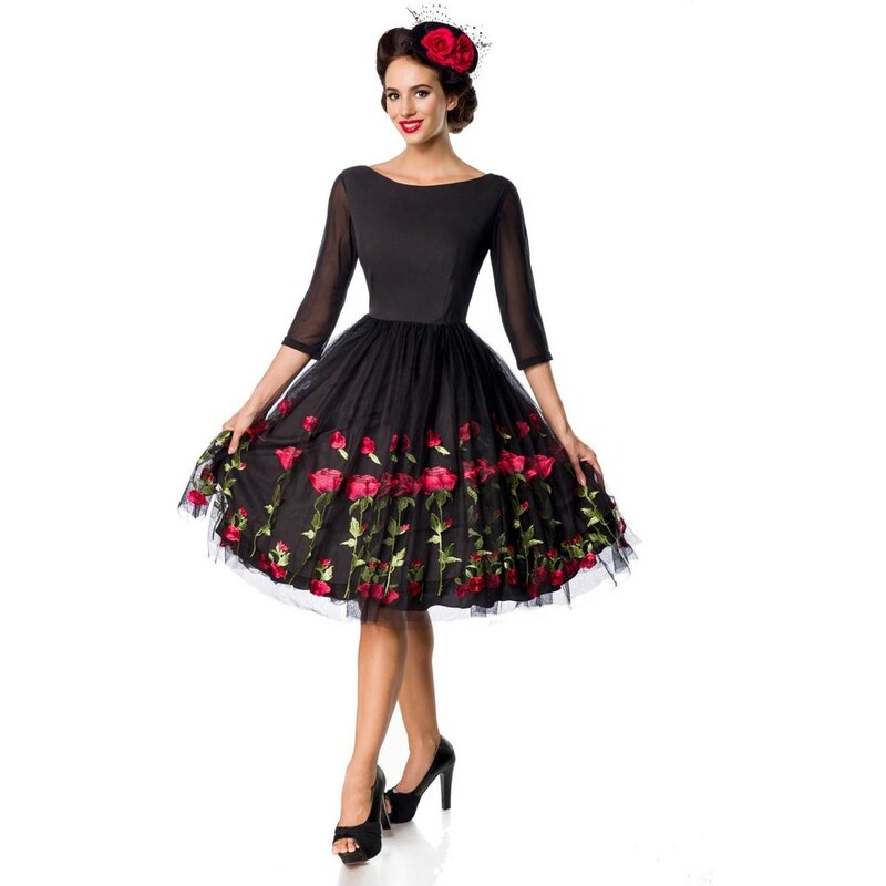 Glara Dámske luxusné spoločenské šaty s výšivkou ruží 15402109