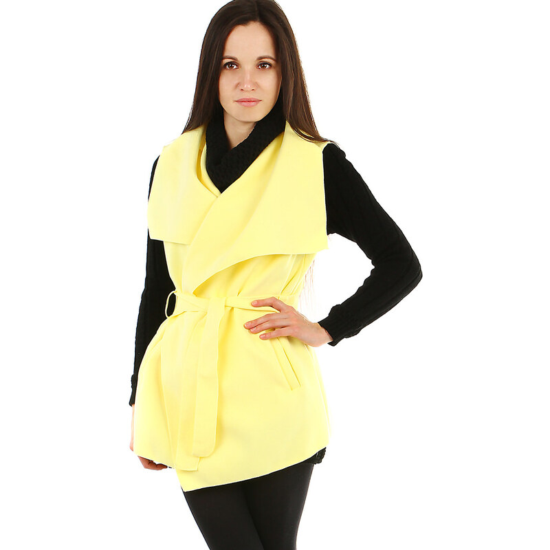 Glara Dlhá vesta s opaskom - široký golier 31709186