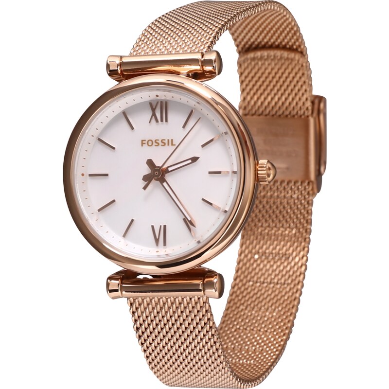 FOSSIL Analógové hodinky ružové zlato / biela 35749585