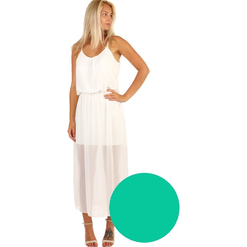 Glara Jednofarebné šifónové maxi šaty 34010903