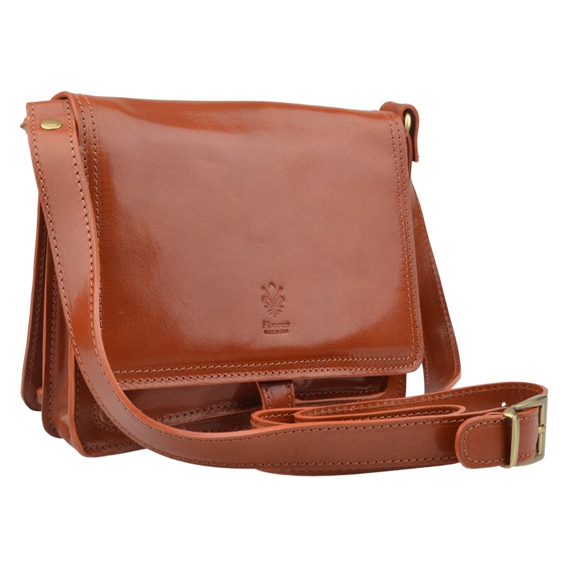 Hnedá kožená talianska crossbody kabelka Quieta Marrone Chiaro 12916123