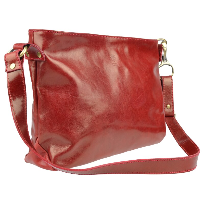 Červená kožená talianska crossbody kabelka Corinna Rossa NovaKabelka 12963198