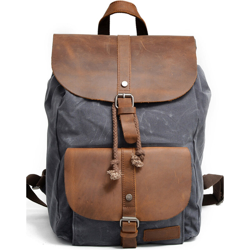 Glara Vintage batoh z vodotesného platna a kože 44961531