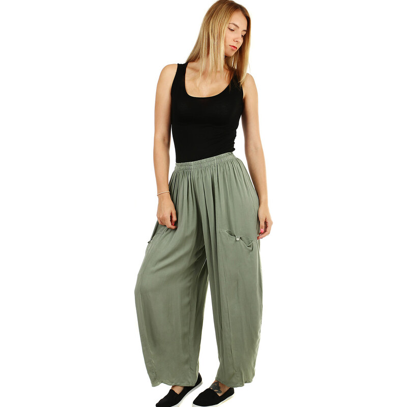 Glara Dámske volné letné nohavice 12975037