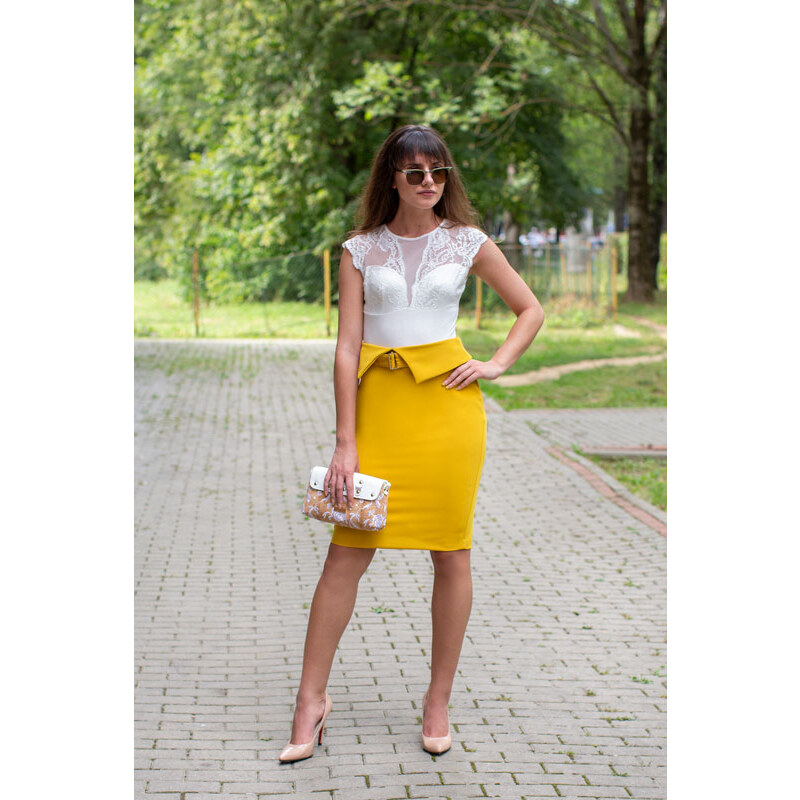 Dámska puzdrová sukňa RINASCIMENTO - farba žltá