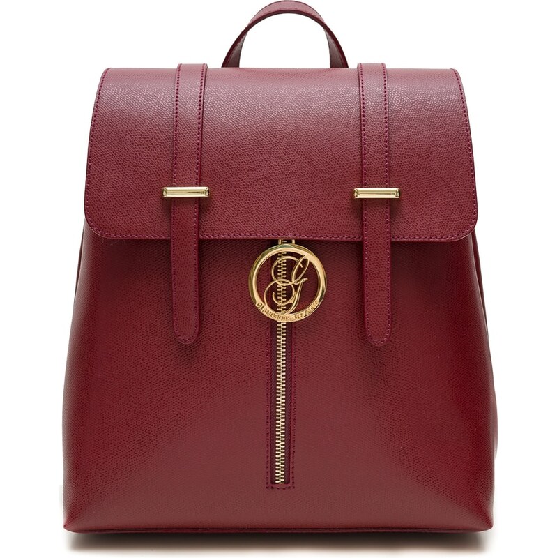 Glamorous by GLAM Dámsky kožený batoh na patenty razený - vínová 65462381