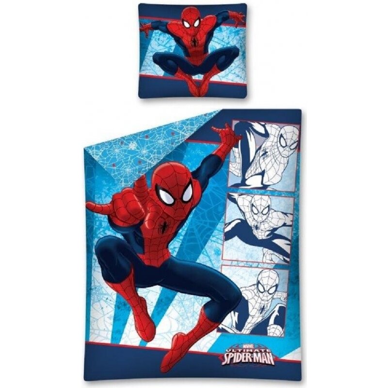 Detexpol Bavlnená posteľná bielizeň / posteľné obliečky - Spiderman - MARVEL - 140 x 200 + 70 x 90 cm