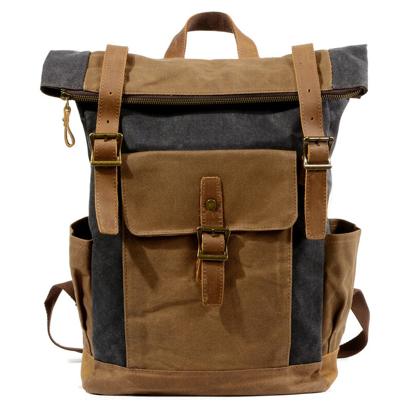 Glara Vintage plátený batoh s koženými detailmi 57937831