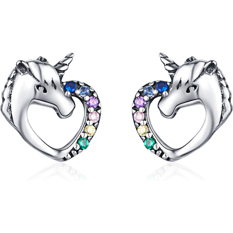 Olivie Strieborné náušnice JEDNOROŽEC V SRDCI 2934 14598552