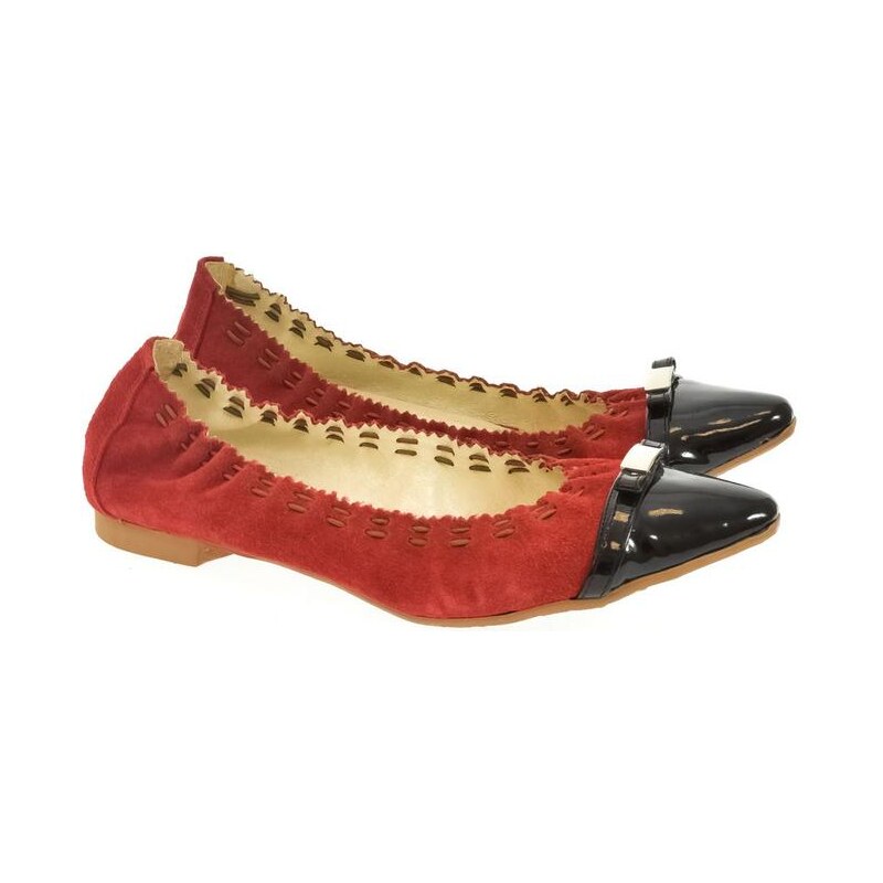 JOHN-C Dámske červeno-čierne baleríny GEVA 13265345