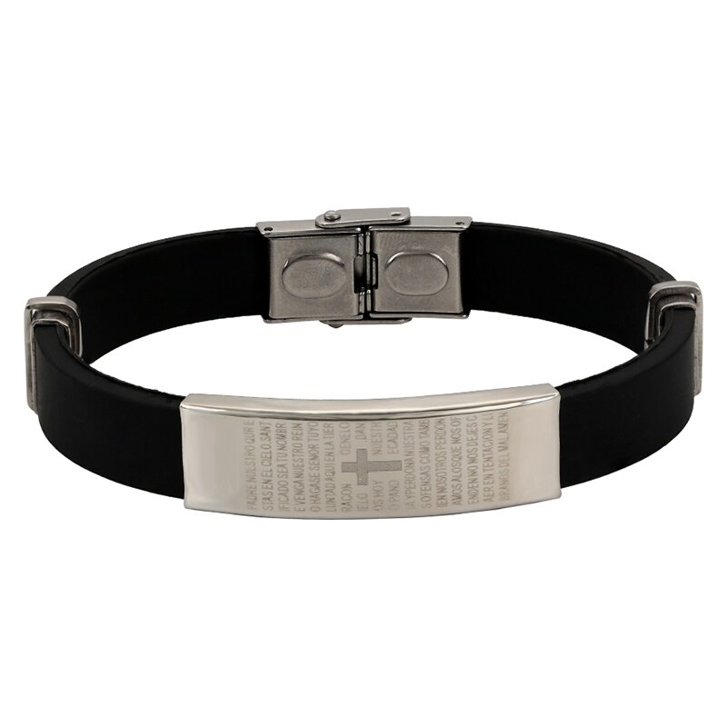 BM Jewellery Pánsky náramok kríž s textom z chirurgickej ocele S883035 47141611