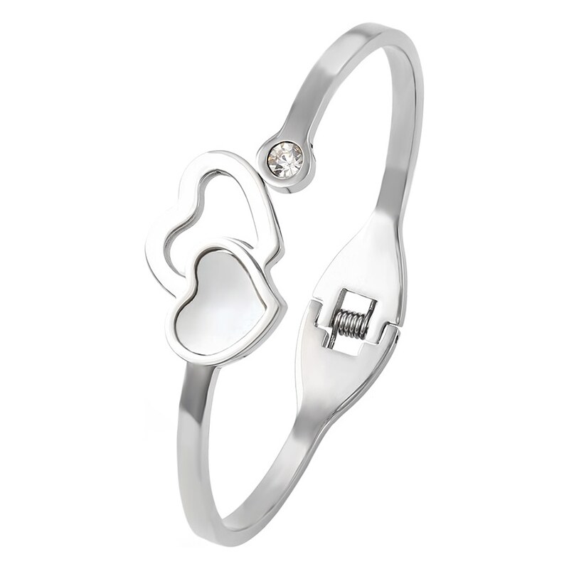 BM Jewellery Luxusné pevný náramok so srdcom a zirkónom Valentín 13399292